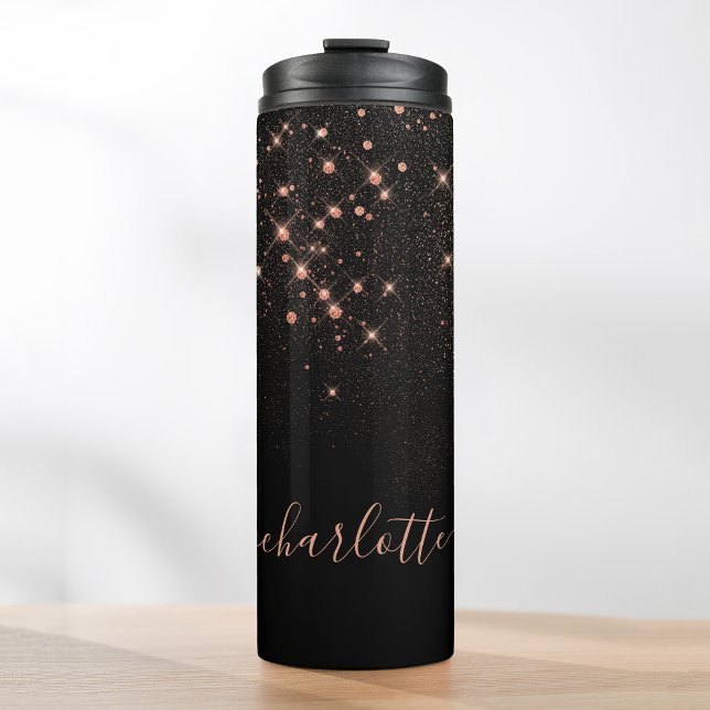 Rose Gold Glitter Sparkly Elegant Glamourous Scrip Thermal Tumbler (Creator Uploaded)