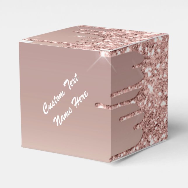 Rose Gold Glitter Sparkly Gift Boxes Custom Text (Front Side)