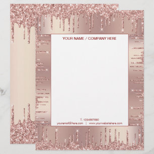 Rose Gold Glitter Sparkly Letterhead Personalised