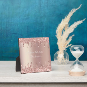 Rose Gold Glitter Sparkly Plaque with Custom Text