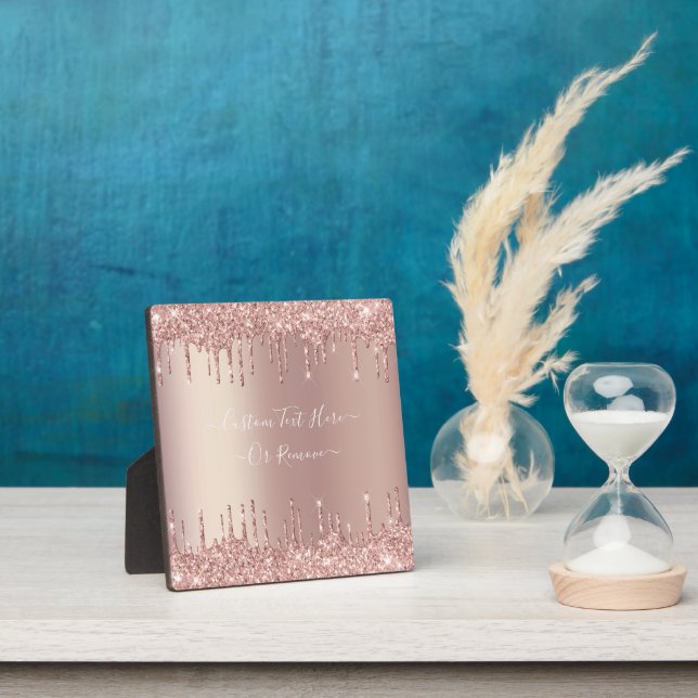 Rose Gold Glitter Sparkly Plaque with Custom Text (Insitu)