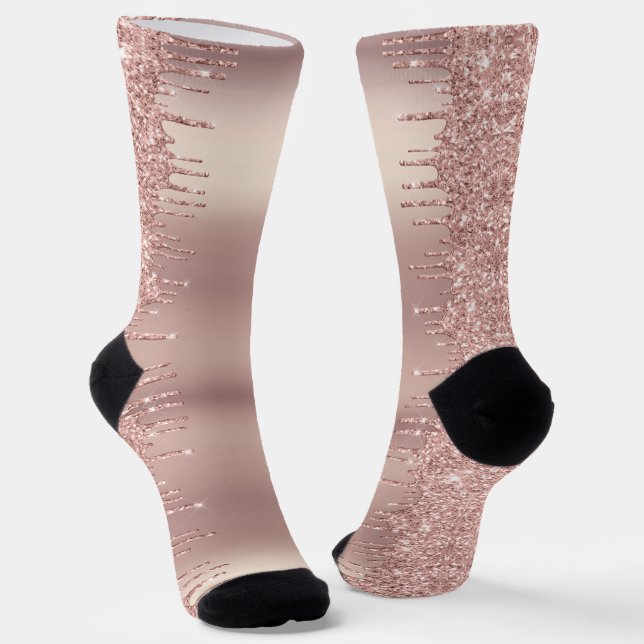 Rose Gold Glitter Sparkly Socks (Angled)