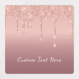 Rose Gold Glitter Sparkly Sticker with Custom Text