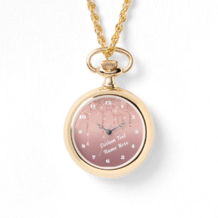 Rose Gold Glitter Sparkly Watch Personalized Text