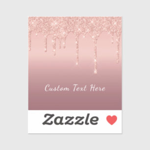 Rose Gold Glitter Sticker with Custom Text Name