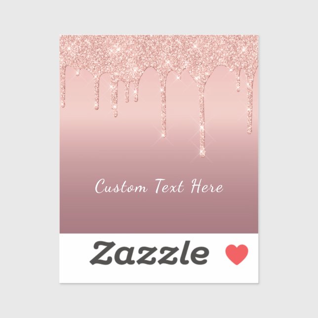Rose Gold Glitter Sticker with Custom Text Name (Sheet)