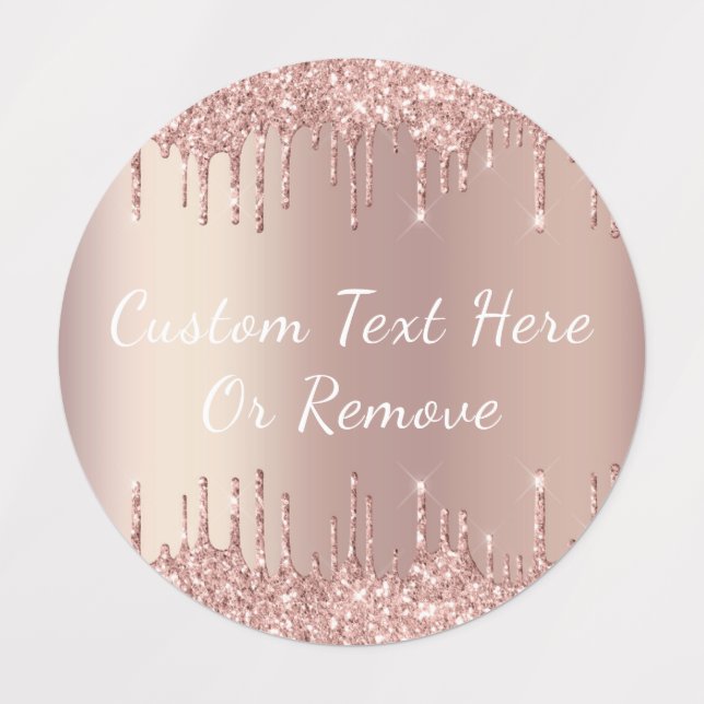 Rose Gold Glitter Sticker with Custom Text Name (Design 3)