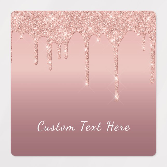 Rose Gold Glitter Stickers Personalised Text (Design 1)