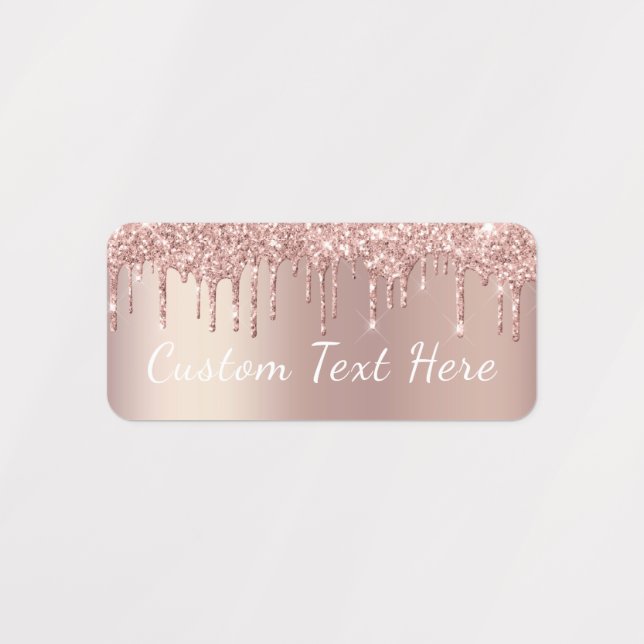 Rose Gold Glitter Stickers Personalised Text Name (Design 3)