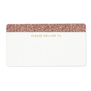 Rose Gold Glitter Stripe Address Labels