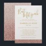 Rose Gold Glitter Stripe Simple Chic Bat Mitzvah Invitation<br><div class="desc">Rose Gold Pink Glitter Stripe and Ombre Fade Background Bat Mitzvah Invitation with Sophisticated and Elegant Script Fonts and a Chic and Modern Style.</div>