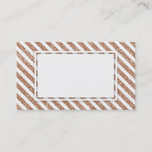 Rose Gold Glitter Stripes Blank Business Card