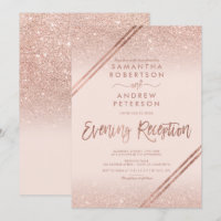 Rose gold glitter stripes blush pink wedding
