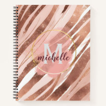 Rose Gold Glitter Stripes Monogram