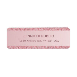 Rose Gold Glitter Stylish Template Return Address