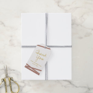 Rose Gold Glitter Tape Stripes Thank You Favour Gift Tags