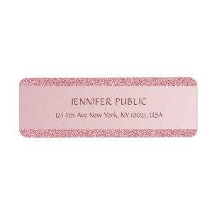 Rose Gold Glitter Template Modern Return Address