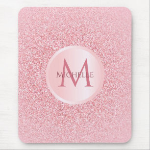 Rose Gold Glitter Template Stylish Trendy Girly Mouse Mat