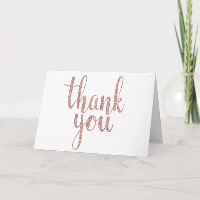 Rose gold glitter thank you cards (Front)