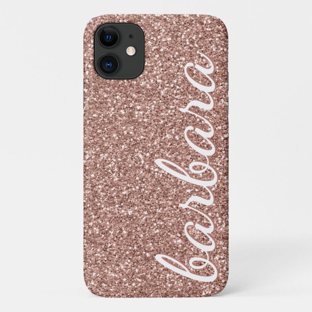 Rose Gold Glitter Trendy Script Personalised Case-Mate iPhone Case (Back)