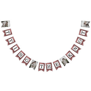 Rose Gold Glitter Tying The Knot Photo Bunting Fla