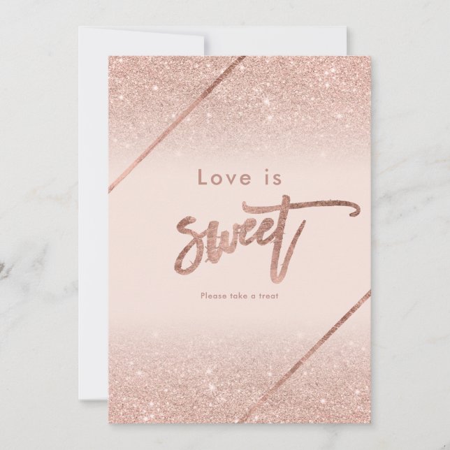 Rose gold glitter typography blush pink sign invitation (Front)