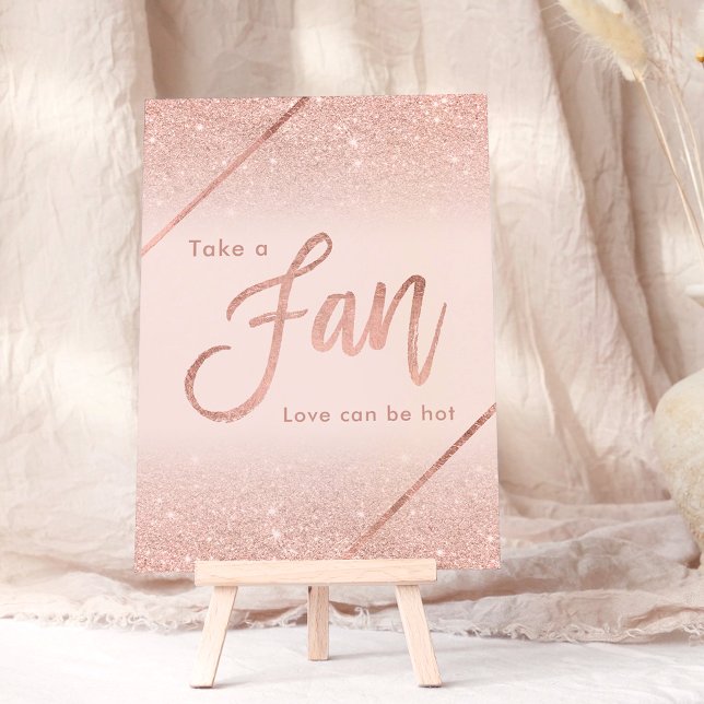 Rose gold glitter typography blush pink sign invitation (Rose gold glitter typography blush pink sign invitation, fan)