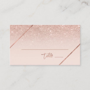Rose gold glitter typography blush pink wedding place card