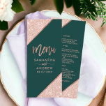 Rose gold glitter typography green wedding menu<br><div class="desc">Rose gold glitter typography dark forest green</div>