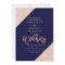 Rose gold glitter typography navy blue wedding