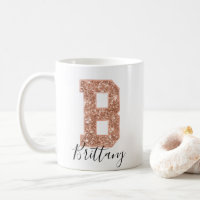 Rose Gold Glitter Varsity Letter Monogram B