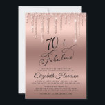 Rose Gold Glitter Virtual 70th Birthday Party Invitation<br><div class="desc">Elegant and chic virtual seventieth birthday party invitation featuring "70 & Fabulous" in a stylish script against a rose gold background,  with dripping rose gold faux glitter.</div>