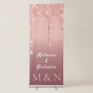 Rose Gold Glitter Wedding Banner Decor Example