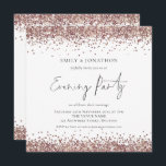 Rose Gold Glitter Wedding Evening Party Square Invitation<br><div class="desc">Glam Rose Gold Glitter Wedding Evening Party Square. A set handwritten style for Evening Party and the rest of the text you can easily personalise. Faux rose gold glitter borders the edges on each side on this contemporary square shape. Please note square cards cost extra to post if you live...</div>