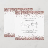 Rose Gold Glitter Wedding Evening Party Square