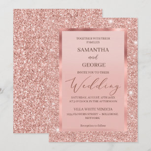 Rose Gold Glitter Wedding  Invitation
