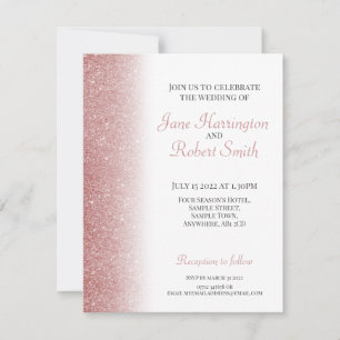 Rose Gold Glitter Wedding Invitation
