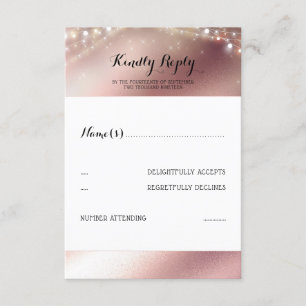 Rose Gold Glitter Wedding RSVP Card