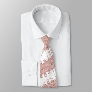 Rose Gold Glitter White Neck Tie