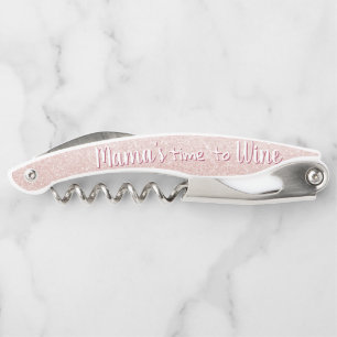 Rose Gold Glitter Wine Funny Pun Mom Quote Corkscrew