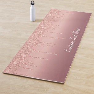Rose Gold Glitter Yoga Mat with Custom Text