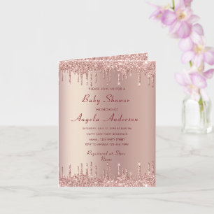 Rose Gold Glitter Your Baby Girl Shower Invitation