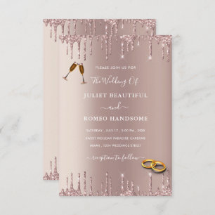 Rose Gold Glitter Your Design Wedding Invitation