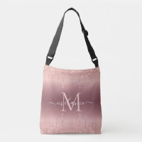 Rose Gold Glitter Your Letter Name Crossbody Bag