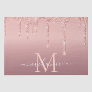 Rose Gold Glitter Your Letter Name Tissue Paper