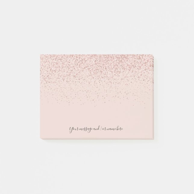 Rose Gold Glitter Your Message Post-it Notes (Front)