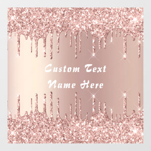 Rose Gold Glitter Your Name Text Window Cling
