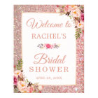 Rose Gold Glitters Floral Bridal Shower Sign