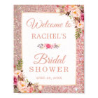 Rose Gold Glitters Floral Bridal Shower Sign