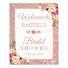Rose Gold Glitters Floral Bridal Shower Sign